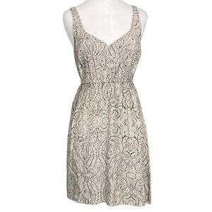 Anthropologie Starry Night black and cream Floral Paisley Print Mini Dress